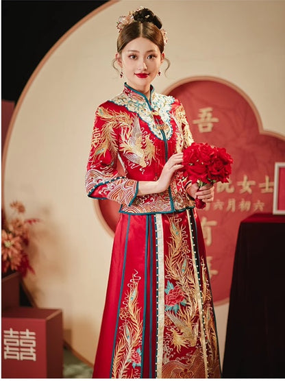 Chinese Wedding  Qun Kwa & Tang  Suit Set | Golden Jade Union