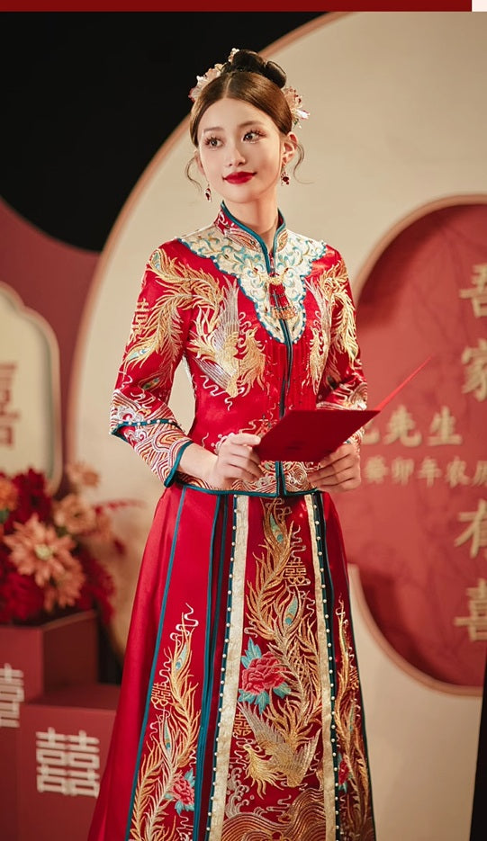 traditional Chinese Wedding  pheonix Qun gua dress