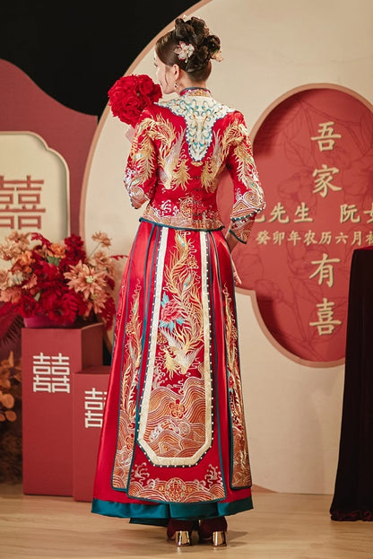 Chinese Wedding  Qun Kwa & Tang  Suit Set | Golden Jade Union