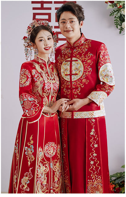 Traditonal Chinese Wedding Qun Kwa Dress | Peony