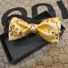 Yellow and golden Brocade Dragon Bow Tie