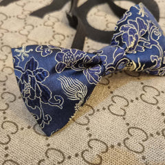 Blue and golden Brocade Dragon Bow Tie