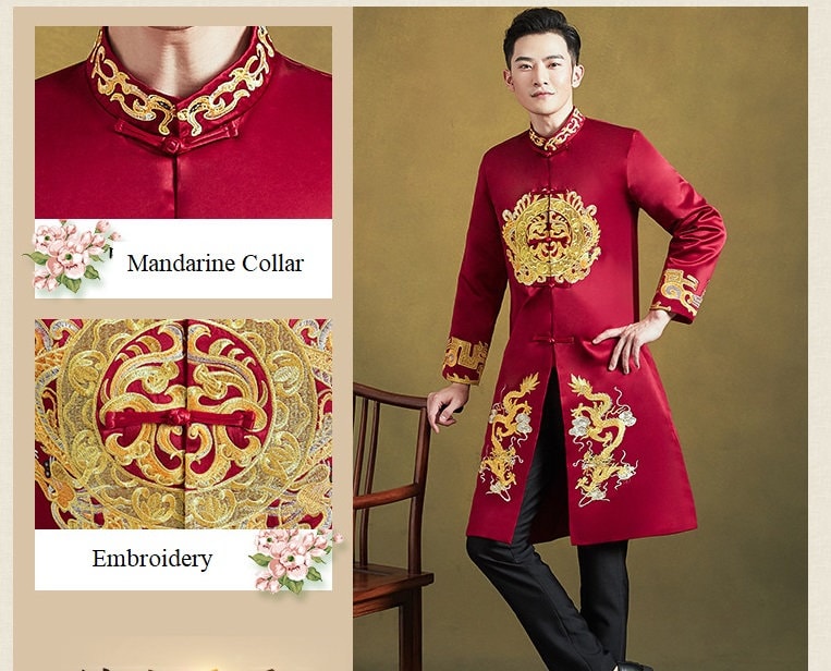 Red & Gold Dragon Wedding  Tang Suit - Oriental Me
