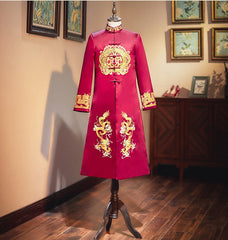 Red & Gold Groom's Dragon Wedding Tang Jacket
