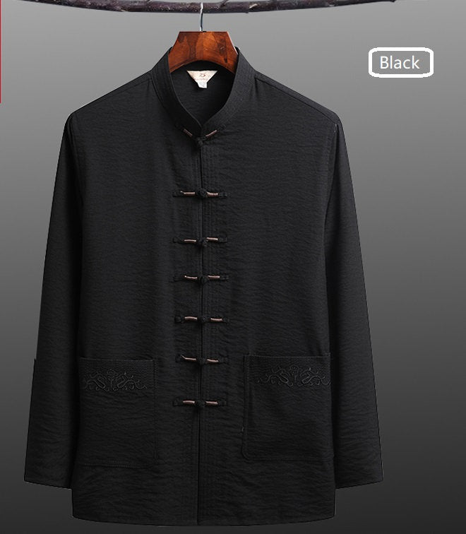black Traditional Chinese Tang Kung Fu Shirt