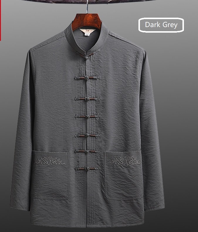 grey Traditional Chinese Tang Kung Fu Shirt