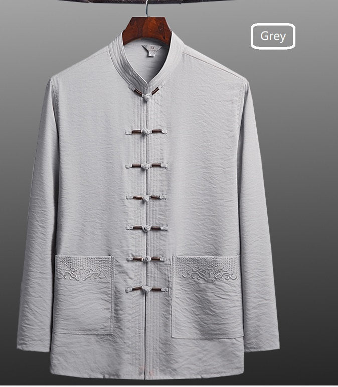 grey Traditional Chinese Tang Kung Fu Shirt
