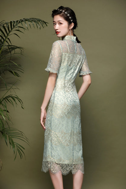 Lace Cheongsam Qipao Dress | Jade