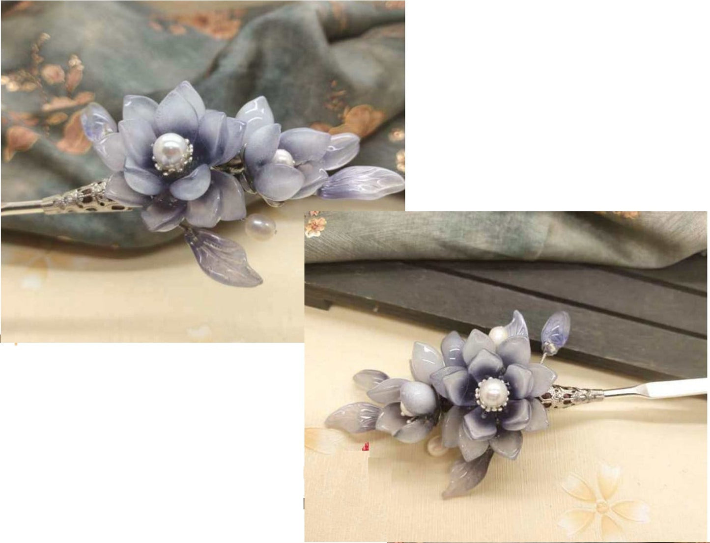 Purple Floral Hair Stick