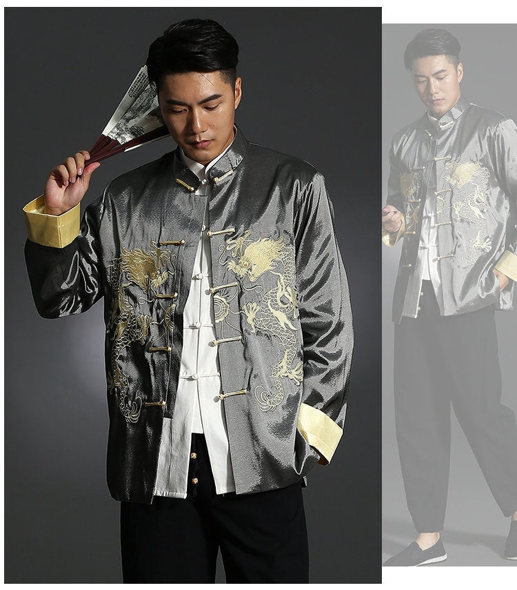 sliver chinese dragon tang  jacket