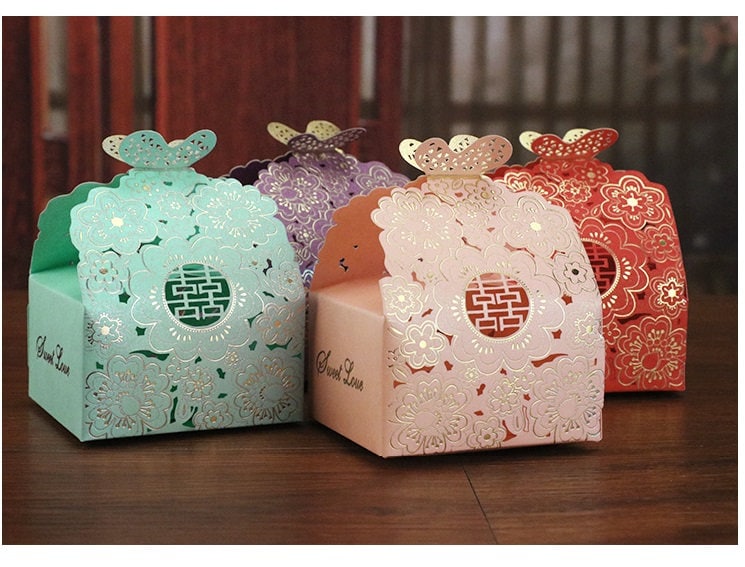 Double Happiness Butterfly Favor boxes（20Boxes) - Oriental Me