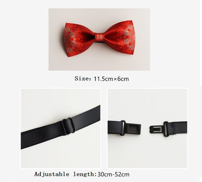 Floral Double happiness Groom Wedding Bow Tie