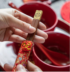 Personalized Double Happiness Chopsticks with Sleeves - Oriental Me
