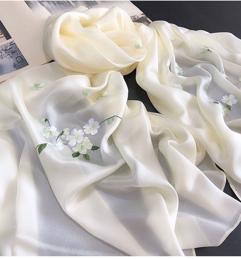 handmade embroidered silk scarf 