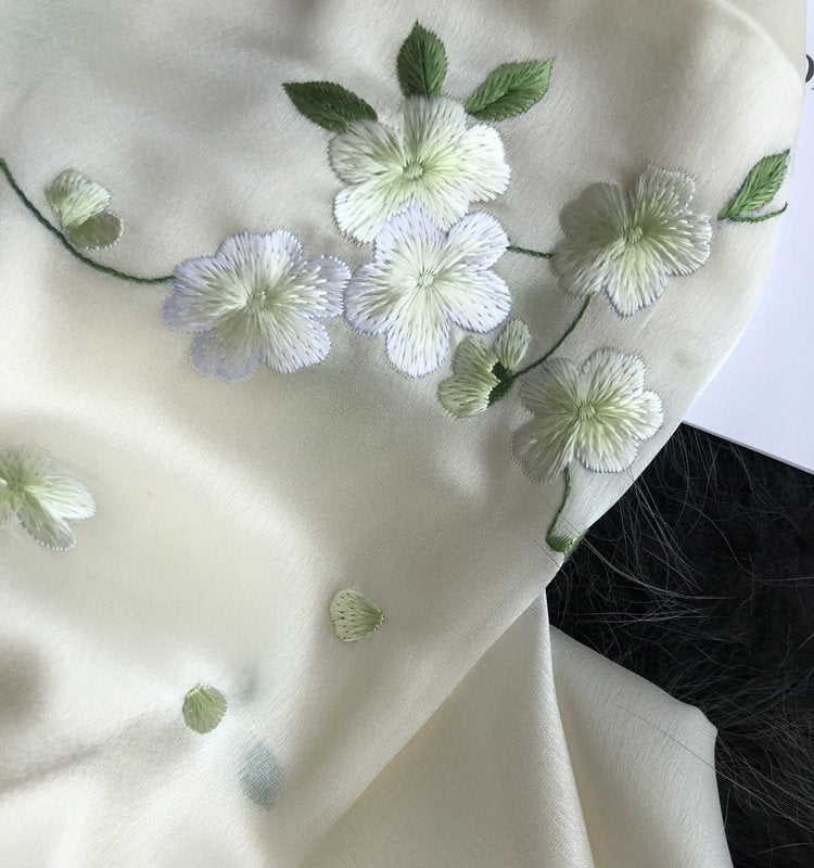 100% Mulberry Silk Floral Scarf | Plum Bossom - Oriental Me