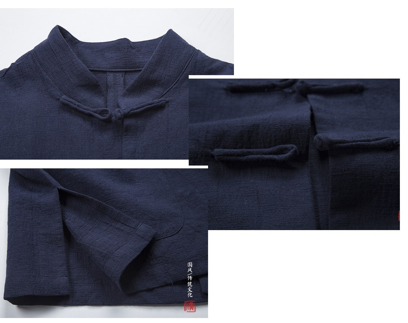 Menâ€™s Asian Chinese Mandarin Collar Frog Buttons Linen Cotton Manchu Tang Shirt Jacket - Oriental Me