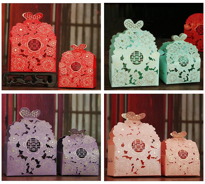 Double Happiness Butterfly Favor boxes（20Boxes) - Oriental Me