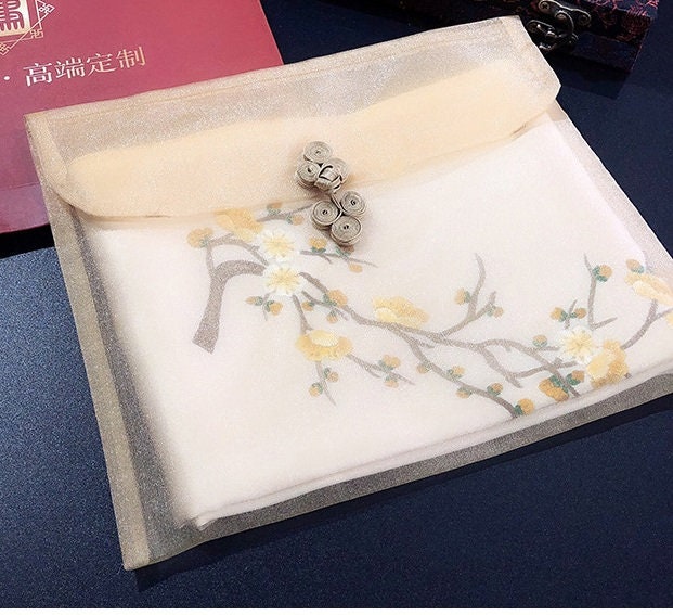 100% Mulberry Silk Plum Blossom Embroidery Scarf - Oriental Me