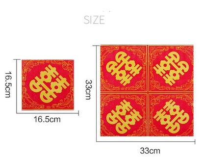 Red and Gold Double Happiness Wedding Tea Ceremony  Napkins (20pcs)