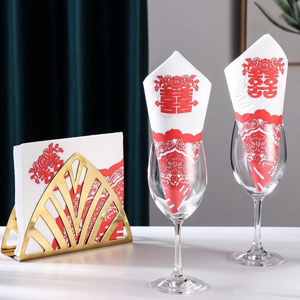 Red Double Happiness Chinese Wedding Napkins