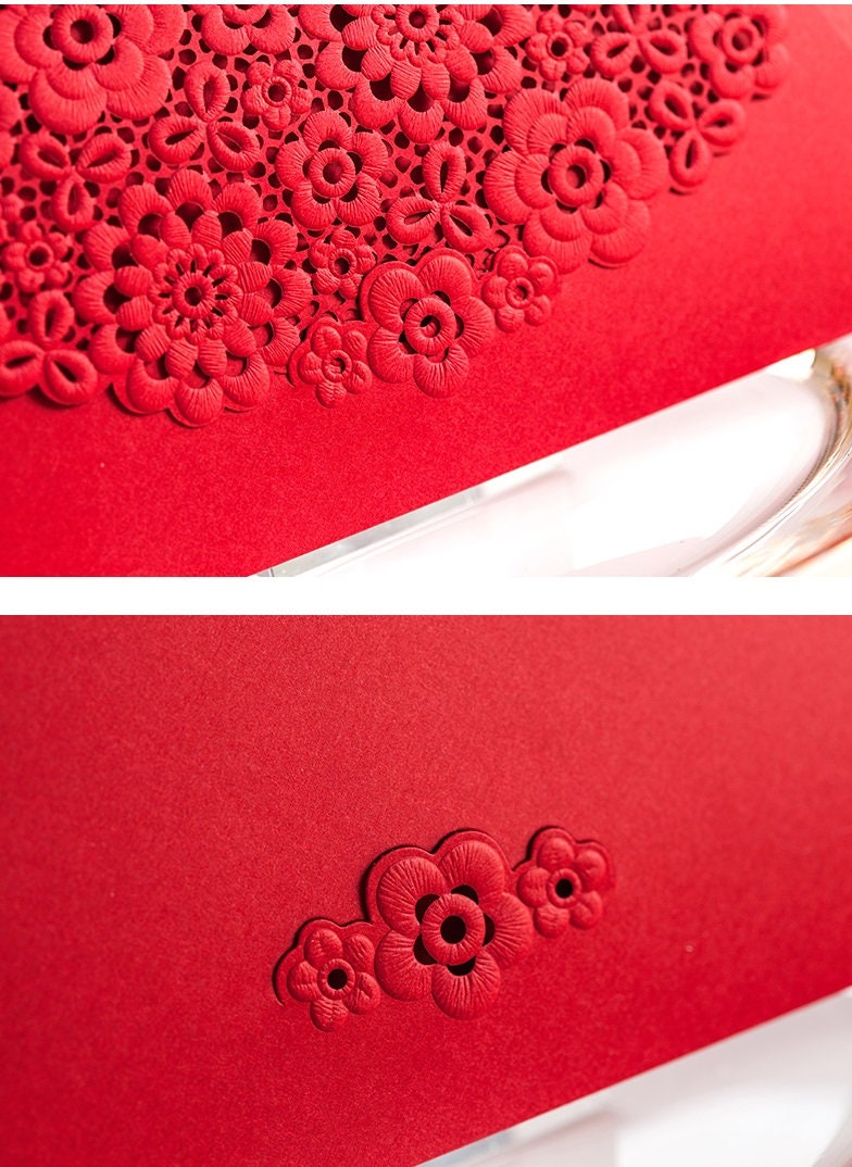 Laser Cut Floral Wedding New Year Red Envelopes (10pcs)