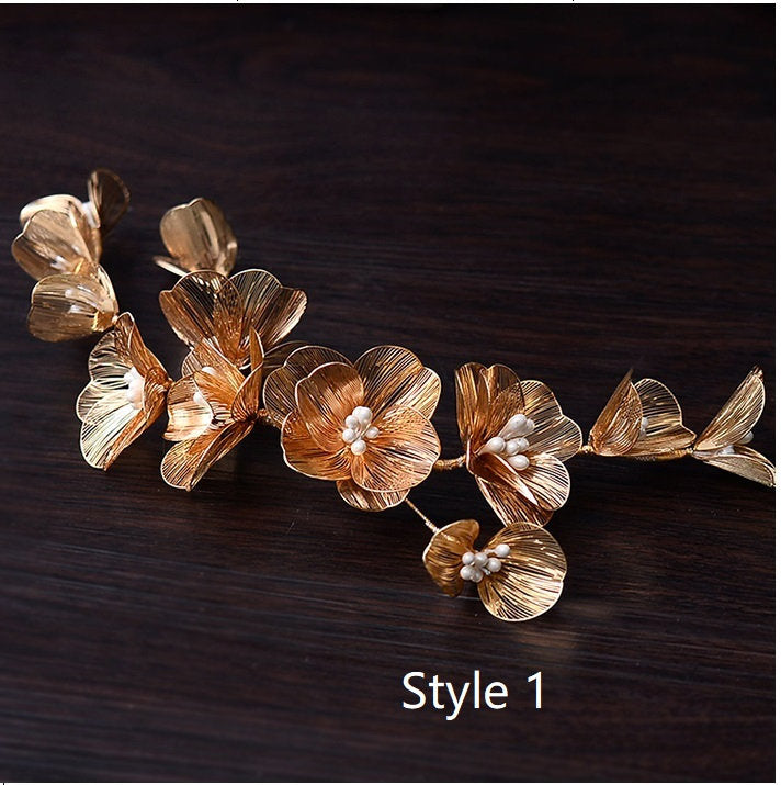 Golden Flower Petals Hairpiece