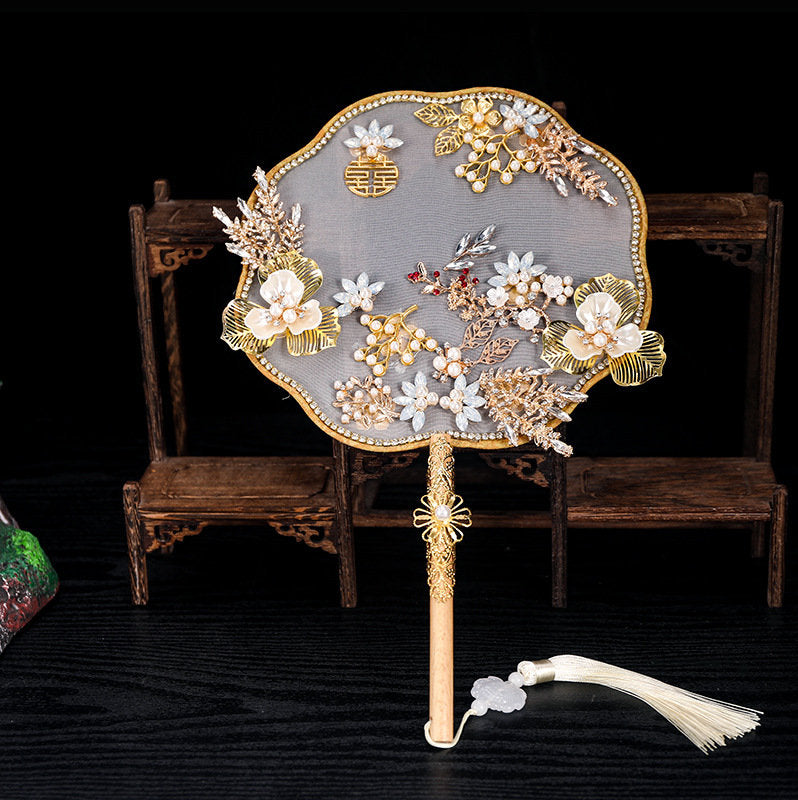 Chinese Brida  Round Hand  Fan | Rosy - Oriental Me