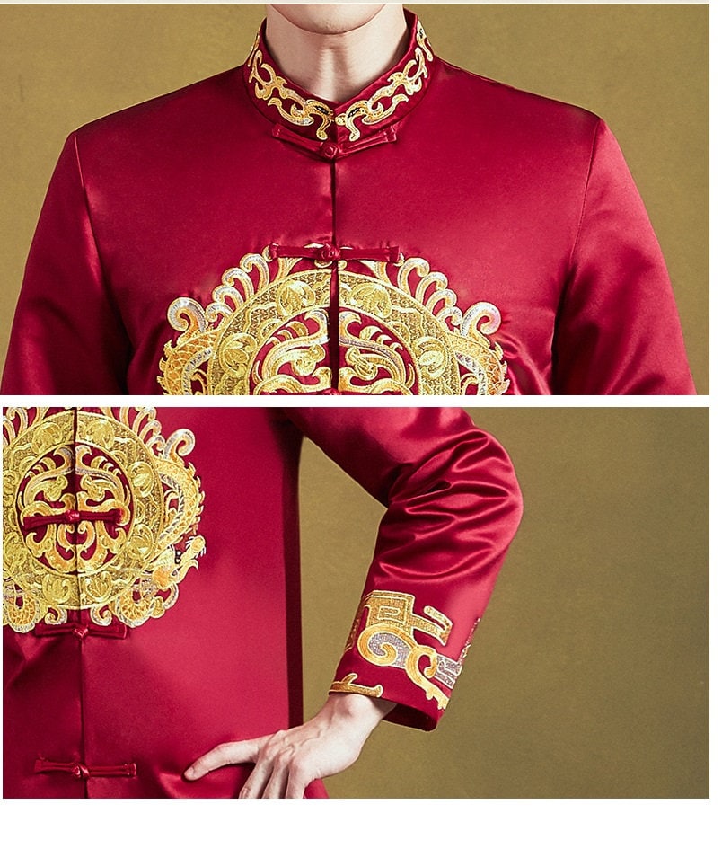Red&Gold dragon tang suit details