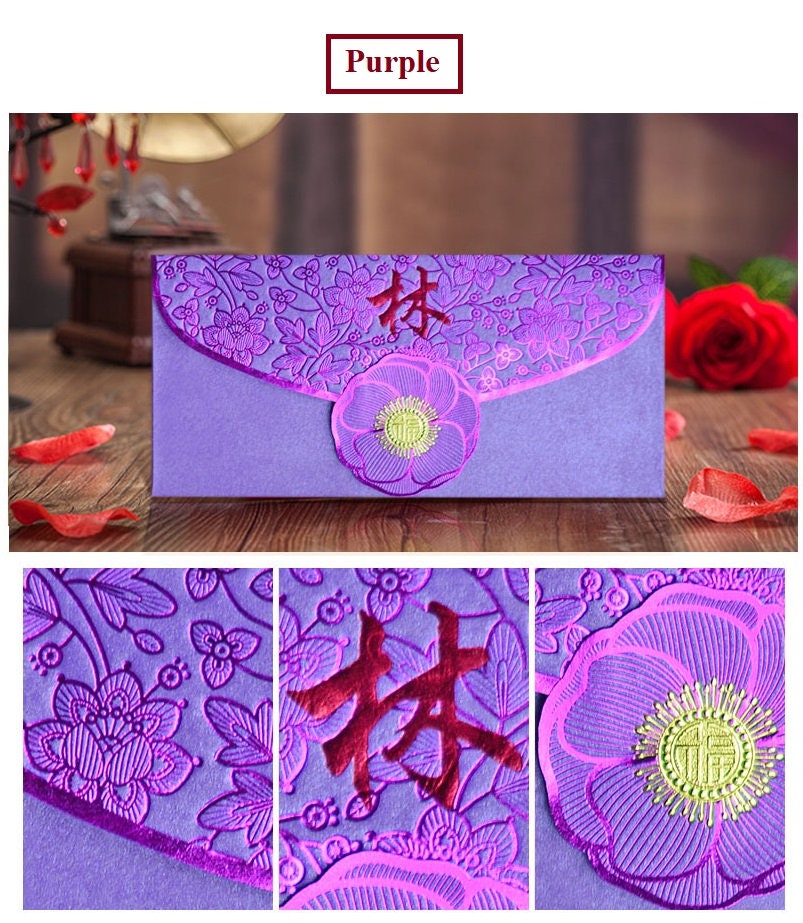 Custom Made Name/Logo Red Envelopes | Peony (50pcs) - Oriental Me
