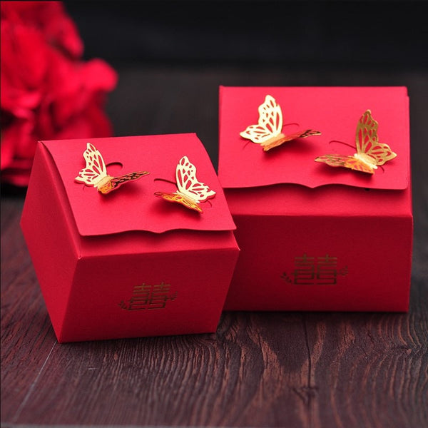 Double Happiness Butterfly Favor boxes （20Boxes) - Oriental Me