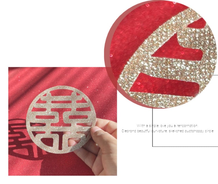 Golden Glitter Double Happiness Sign - Oriental Me