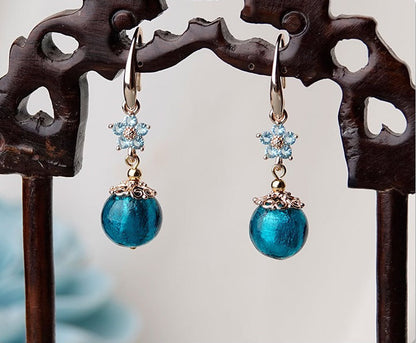 Blue Flower Beads  Drop Earrings Dangle earrings
