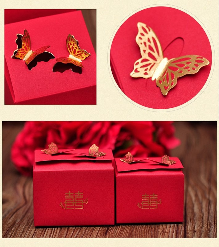 Double Happiness Butterfly Favor boxes （20Boxes)