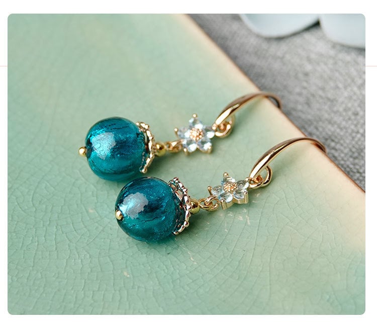 Blue Flower Beads  Drop Earrings Dangle earrings