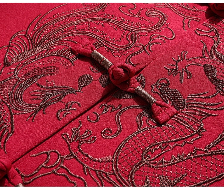Chinese  Dragon Embroidery Tang Mandarin Jacket Suit