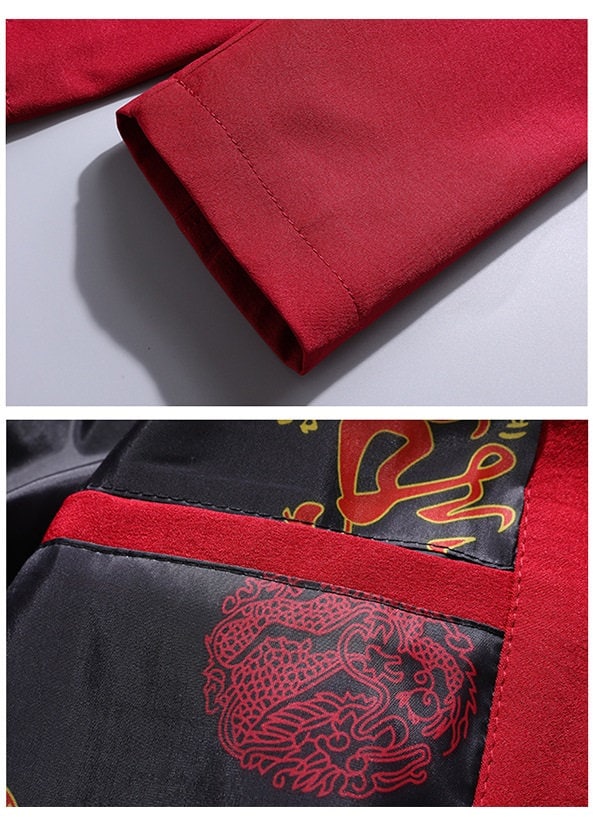 Chinese  Dragon Embroidery Tang Mandarin Jacket Suit