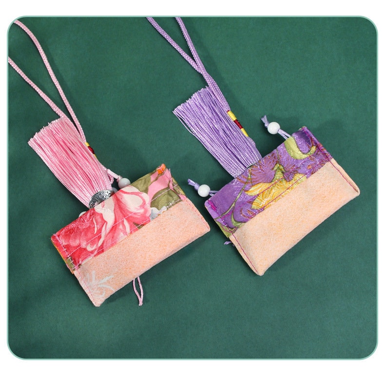 Oriental Floral Embroidered Pouch Sachet Bag | Peony - Oriental Me