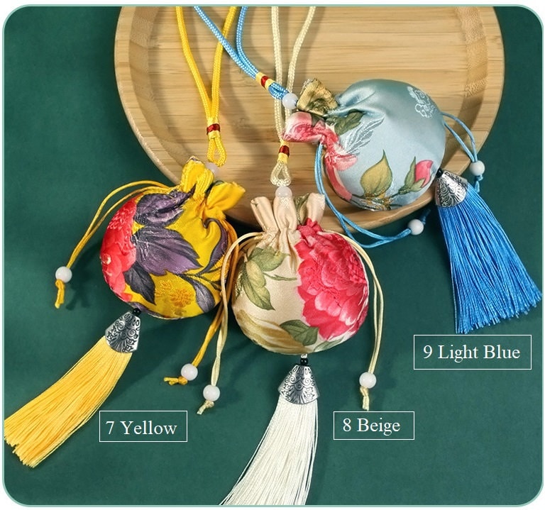 Oriental Floral Embroidered Pouch Sachet Bag | Peony - Oriental Me