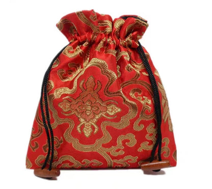 Brocade Floral Favor Gift Pouch Bag with Draw String