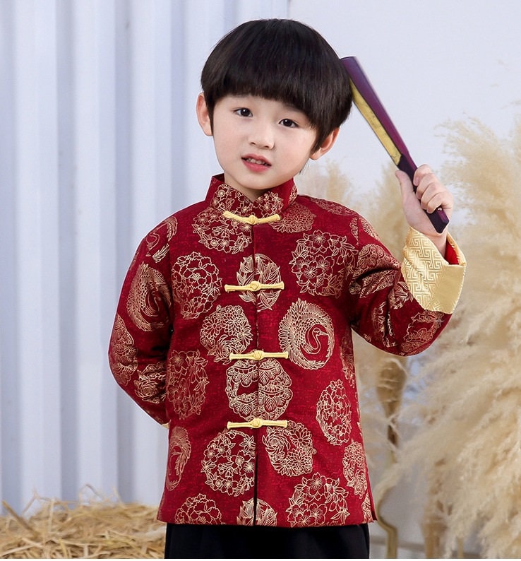 Traditional Asian Chinese Winter Quilted Tang Jacket Suit+ Pants  Set for Kids Boys |Chinese Wedding/ Lunar New Year - Oriental Me