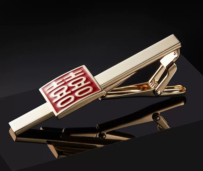 Square Shape  Double happiness  Tie Clip