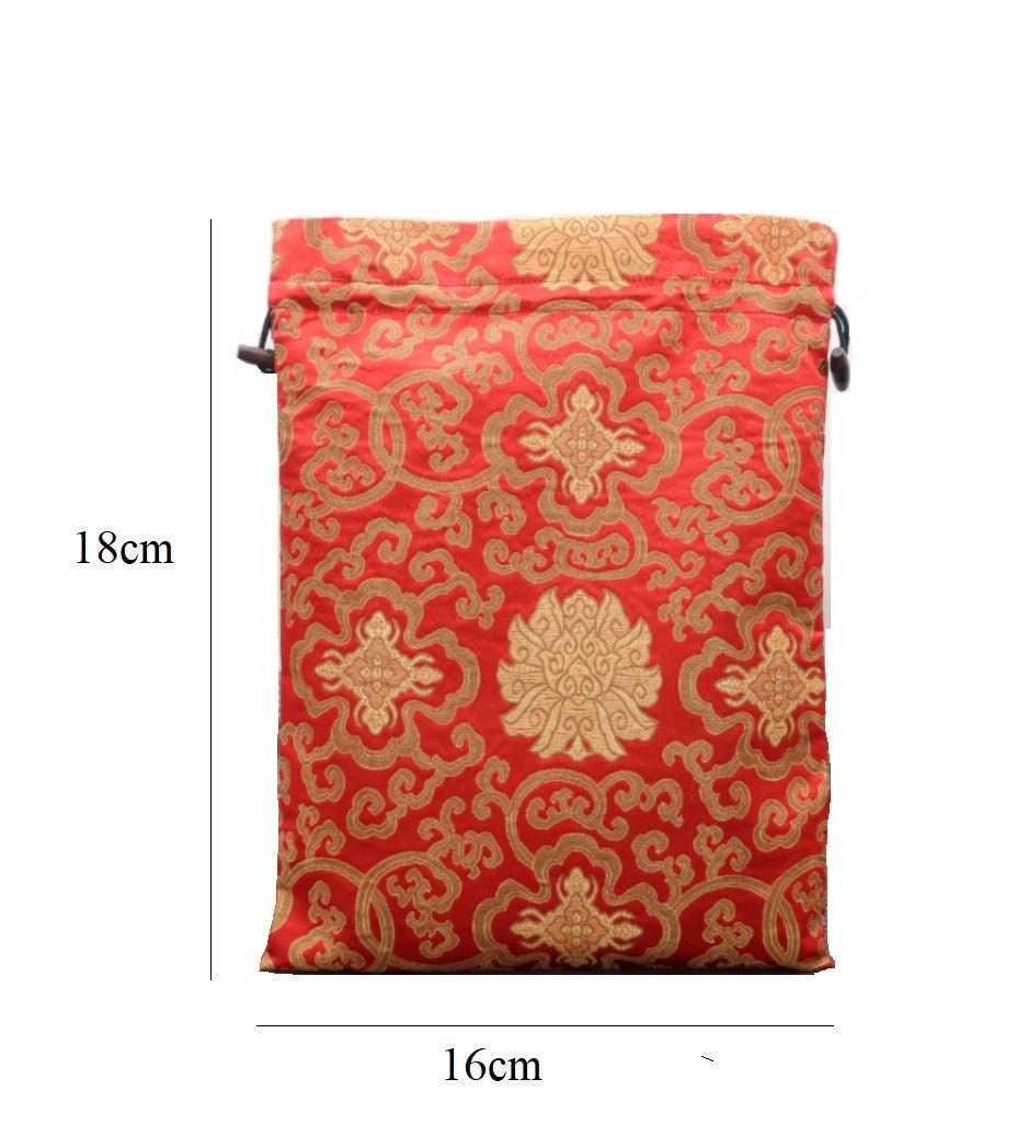 Brocade Floral Favor Gift Pouch Bag with Draw String