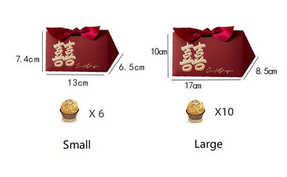 Triangle Double Happiness Favor Boxes(20pcs)