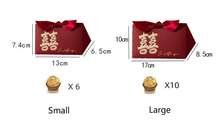 Triangle Double Happiness Favor Boxes(20pcs) - Oriental Me