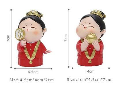 Chinese  Red Bride & Groom Wedding Cake Topper