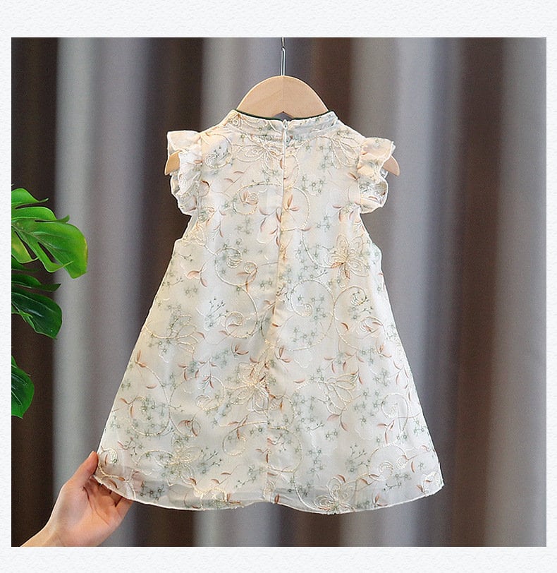 Sleeveless Floral Qipao/Cheongsam Dress with Tassel for Kid - Oriental Me