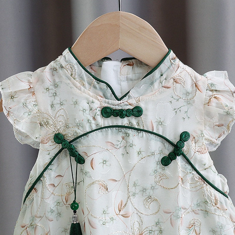 Sleeveless Floral Qipao/Cheongsam Dress with Tassel for Kid - Oriental Me