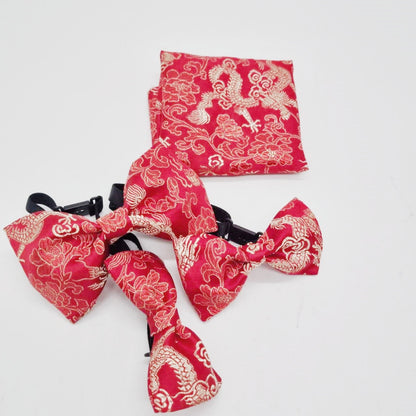 Red  Brocade Dragon Bow Tie
