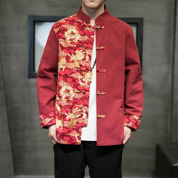 Printed Dragon Tang Jacket - Oriental Me