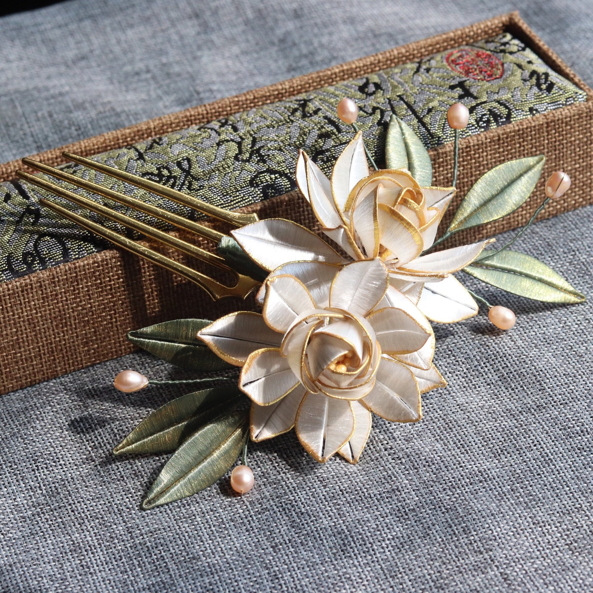 One of a kind 2024 traditional chanhua (thread-wrapping flower) handicraft hair comb hair ornament